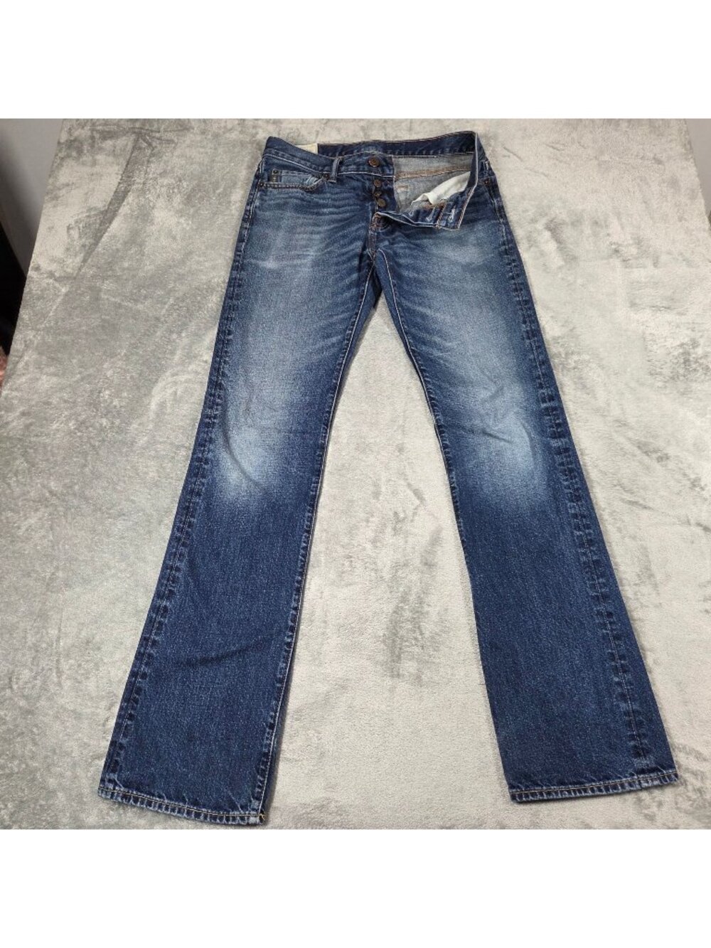 Abercrombie & Fitch Jeans Mens 31X36 Blue Button Fly Straight Leg Denim Preppy